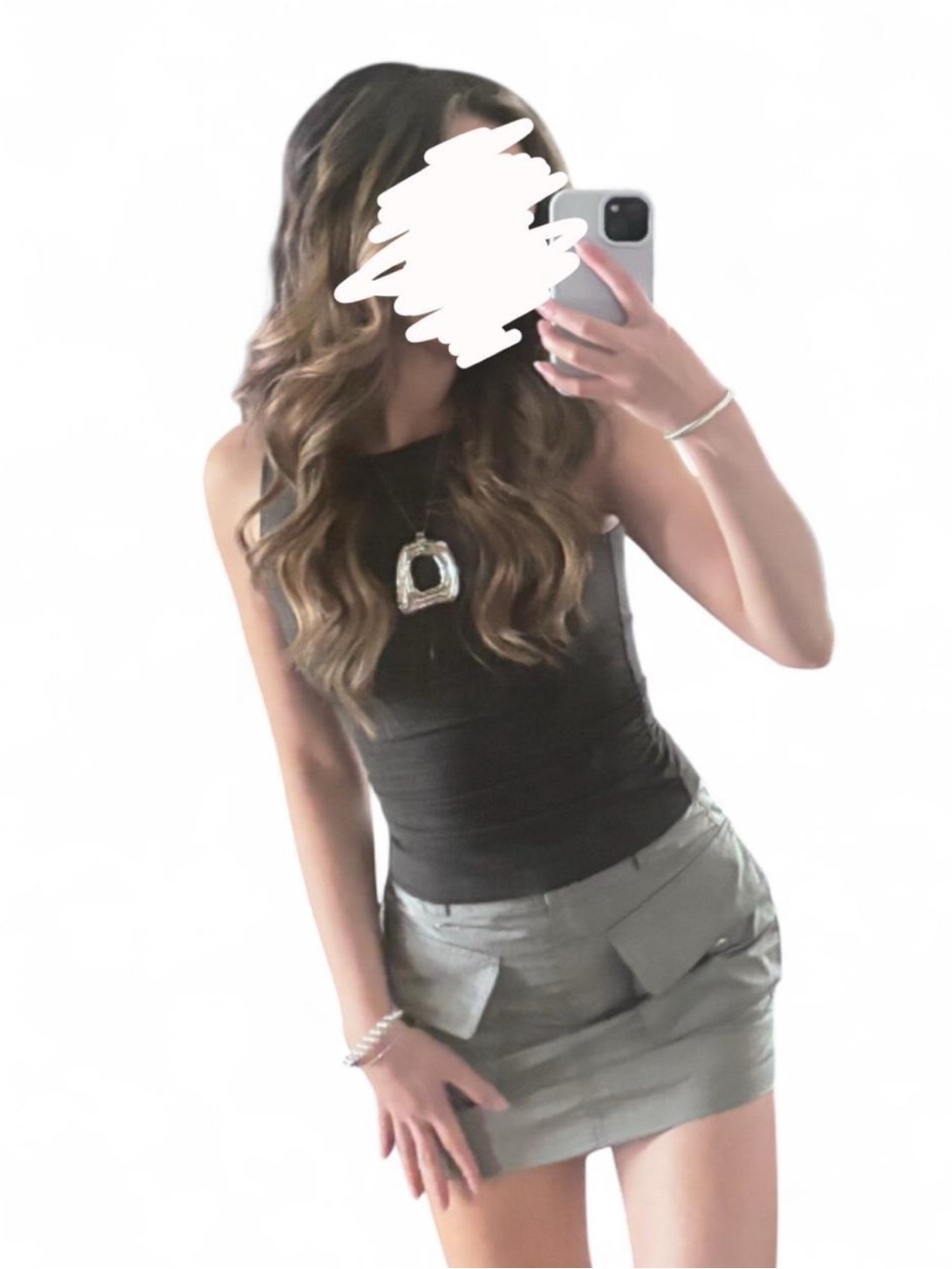 OAK + FORT Charcoal Ruched Sleeveless Tank - Picture 4 of 5